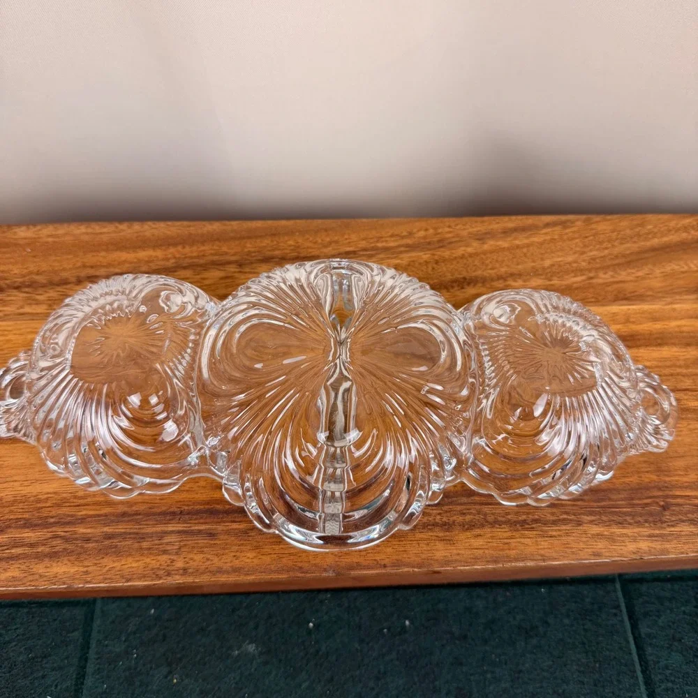 Cambridge Glass Caprice Clear 4 Part Divided Shell Relish Dish Serving Tray 13